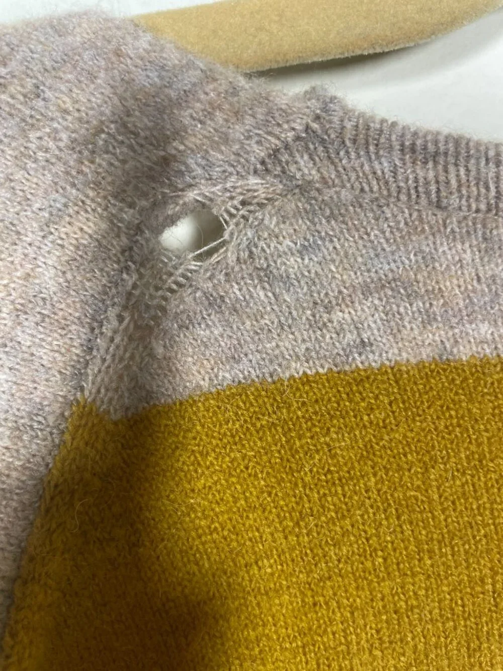 Madewell Cardigan Wool Alpaca Blend Multi Color Striped Academic M Flawed! - Picture 7 of 7